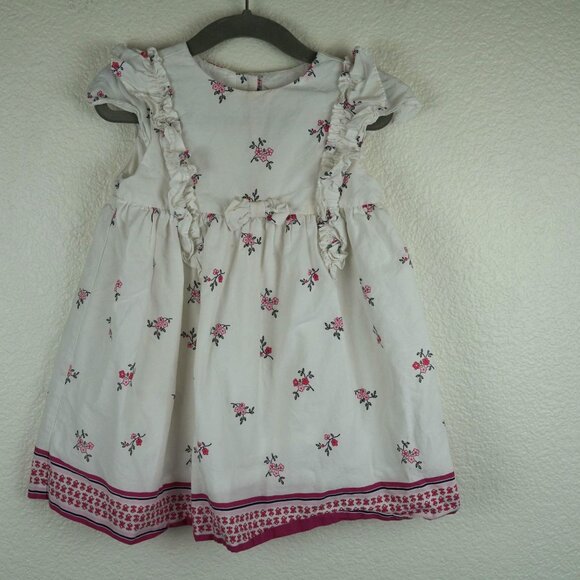 Janie and Jack Toddler Floral Dress 18–24 Months White Pink Ruffle Bow Cotton - Picture 1 of 6